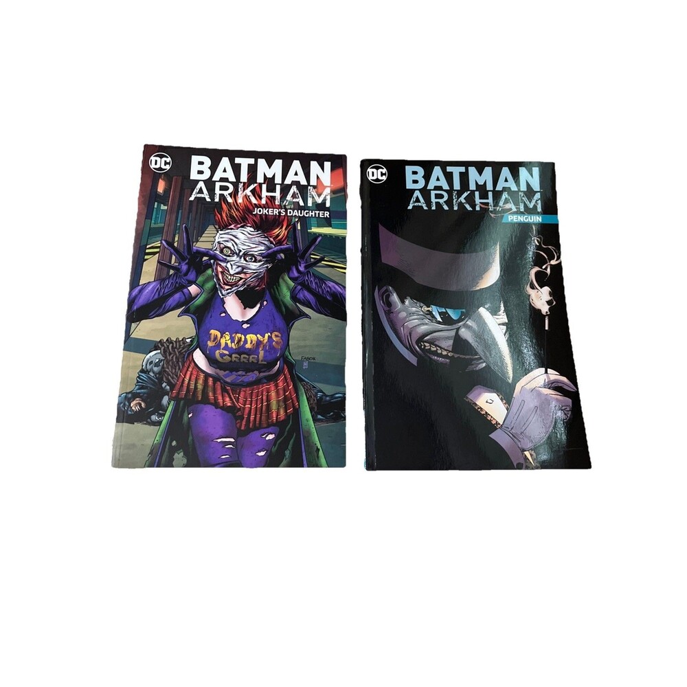 Lot of 2 Batman Arkham Penguin & Joker's Daughter DC Trade Paperback Soft Cover